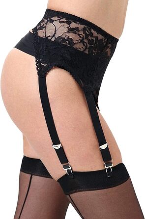 Жіночий ремінь-стріп-гурт з 6 гачками Klönkee, широкий, чорний, з мереживом