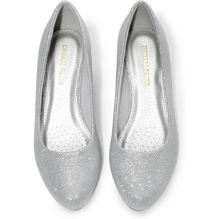 Жіночі туфлі-човники Dream Pairs із закритим носком, сріблясті, розмір 38.5 EU