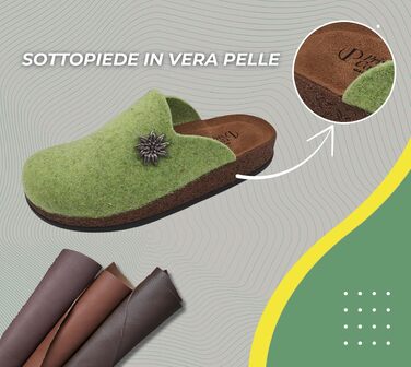 Зимові домашні капці Alpine Clogs з вареної вовни для чоловіків та жінок, теплі тірольські пантолети, Made in Italy, світло-зелені, розмір 39 EU