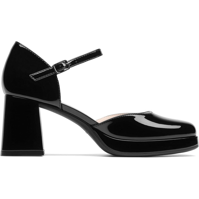 Жіночі туфлі Mary Jane Dream Pairs на масивній платформі, чорний лак (розмір 40 EU)