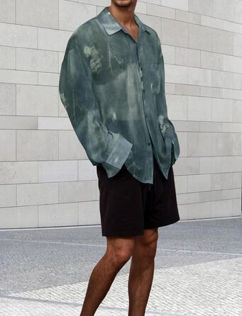 Чоловіча прозора футболка AIEOE з довгим рукавом, тонка, сексуальна, для дискотеки, клубного одягу, розмір M, колір темно-синій