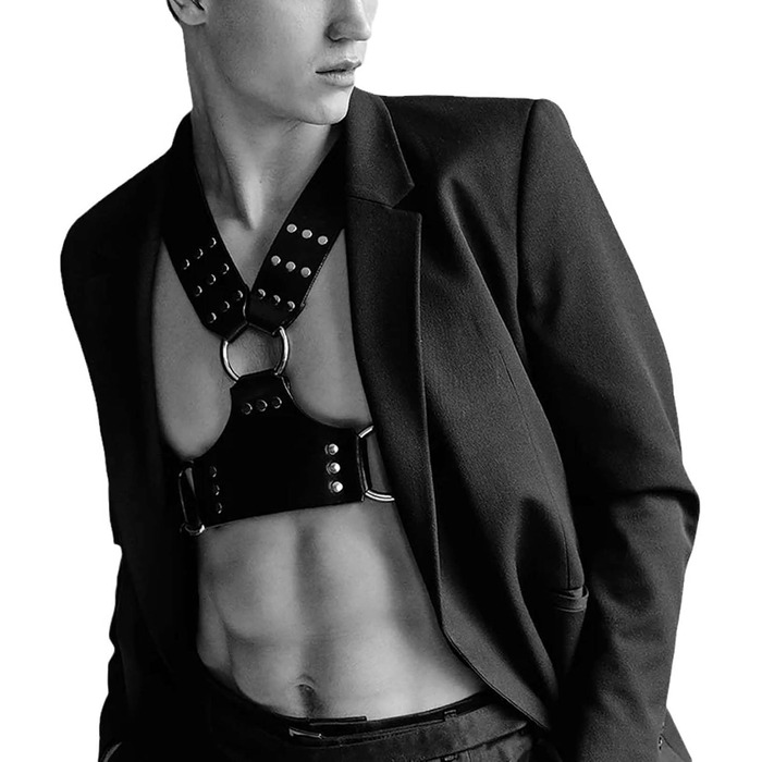 Чоловічий шкіряний нагрудник Yasexx - регульований корсет для ролевих ігор, БДСМ, фетиш, bondage, шкіряний костюм