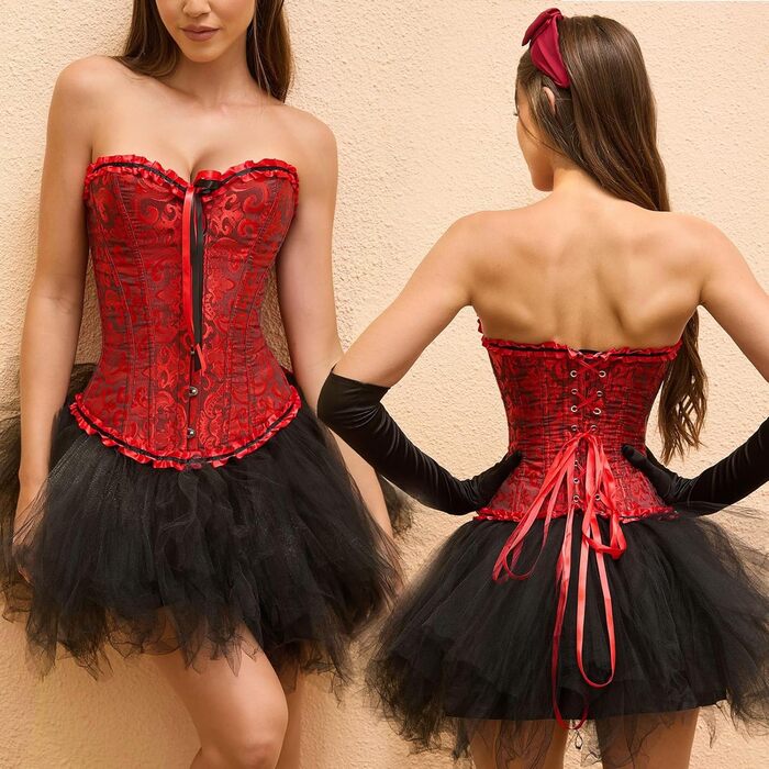 Корсетний топ CSKJ для жінок: готичний, вінтажний, з мереживом, для повних грудей, бавовняний, для схуднення, для вечірки, XL, A13_Wein