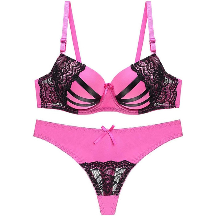 Сексуальна жіноча білизна: комплект з мереживом, V-подібний виріз, push-up, бежевий, Китай, розмір 42