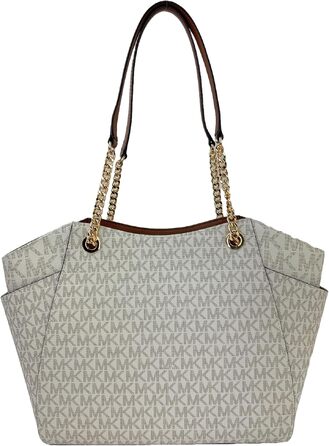 Жіноча сумка-шопер Michael Kors Jet Set Large Tote з кнопним кишенею, колір Vanille