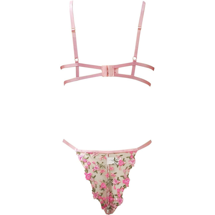 Сексуальна спідниця-халтер та бюстгальтер для жінок WILLBET, комплект нижньої білизни з відкритим промежиною, чорний (Рожевий #7, L)