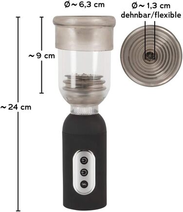 ORION Penispumpe - інтенсивний вакуумний насос для чоловіків, для тренування потенції, симуляції орального сексу, перезаряджається, прозорий/чорний (з 3 режимами всмоктування та 5 рівнями вібрації)