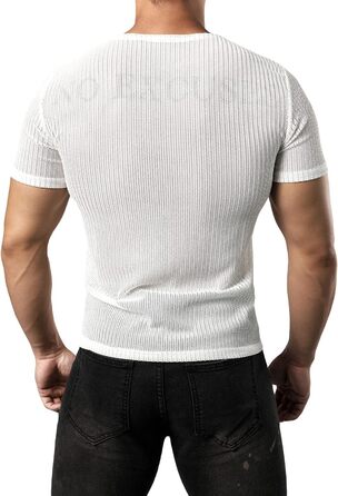 Чоловіча сітчаста футболка JOGAL Fitted, чорна (L, білий)