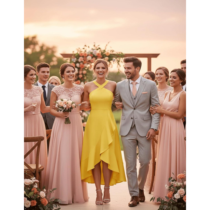 Вечірня сукня Bbonlinedress maxi з відкритою спиною та вирізом halter для жінок, елегантна коктейльна сукня для весілля та свят, жовта, розмір M