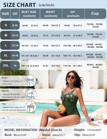 Купальник Vancavoo з пуш-ап та підтримкою живота, одноцільний, відкритий, з рюшами, пляжний, XXL, зелений з принтом