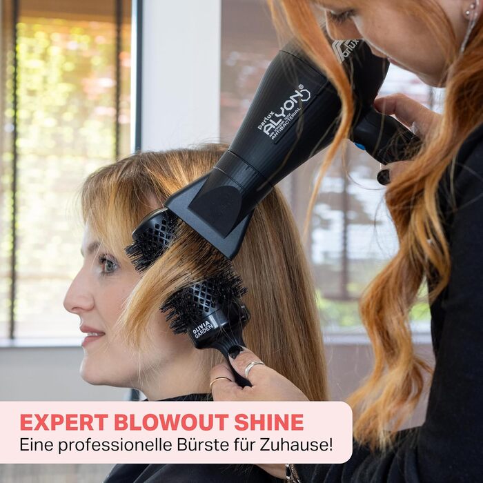 Керамічна кругла щітка для волосся Olivia Garden Expert Blowout Shine 55 мм — антистатична, для блиску та гладкості (чорна, L)