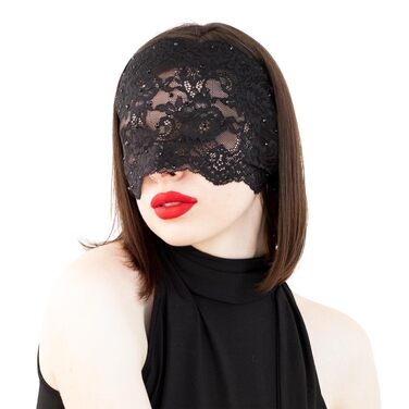 Елегантна червона мереживна маска для жінок з камінням – венеціанська маска з квітковим візерунком для маскараду, карнавалу, косплею, готичної вечірки та особливих подій (чорний колір (чорні стрази))