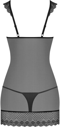 Сексуальний жіночий комплект спідньої білизни з мереживом: babydoll та танга, подарункова коробка (S-M, чорний мереживний комірець)