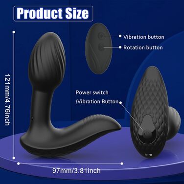 Анальні вібратори PQKuss з ротаційним ефектом: масажер простати, стимулятор, анальний дildo для пар, 9 режимів вібрації