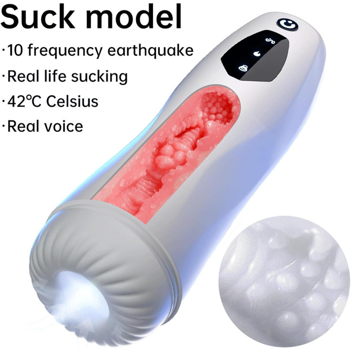 Електричний масажер для чоловіків з 10 вібраціями та 5 режимами всмоктування. Іграшка для дорослих