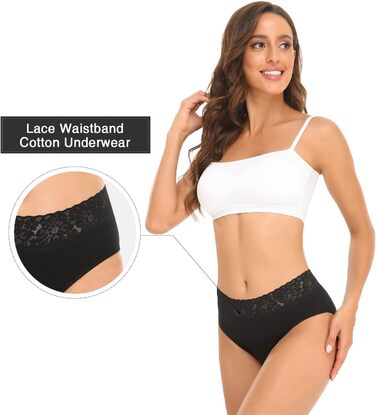 Сліпески жіночі бавовняні Wealurre, 5 шт. (3XL, чорний) з мереживом, жіноча білизна