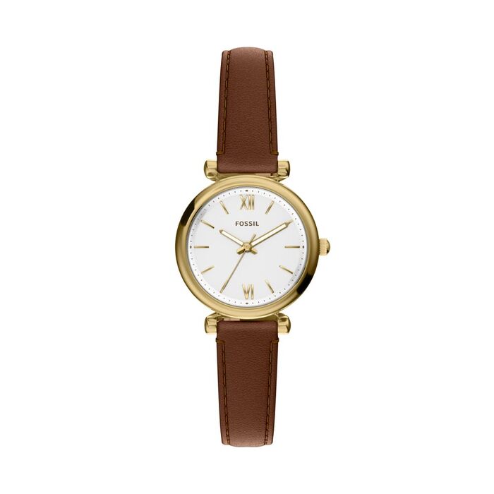 Жіночий кварцовий годинник Fossil Carlie золотистого кольору з браслетом із нержавіючої сталі, 28мм, Safran-gold
