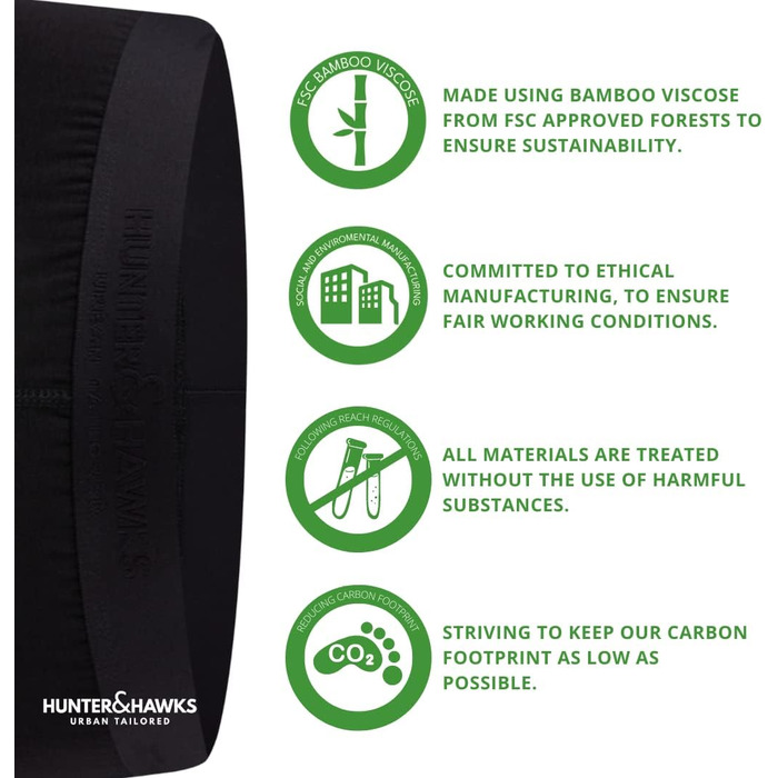 Боксерки чоловічі Hunter & Hawks, 4 шт. в упаковці, розмір S-6XL, м'які, антибактеріальні, дихаючі, чорні