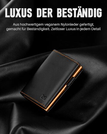 Чоловічий гаманець зі смарт-відділенням, RFID-захистом та вікном для фото, портмоне з монетницею та 6 слотами для карт (Чорний/Помаранчевий)