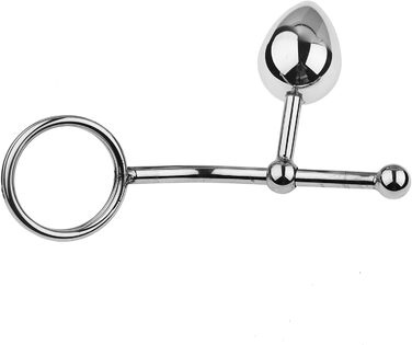 Анальний гачок з кільцями для яєчок, металевий, для БДСМ, з кільцем для статевого члена, з анальним штекером, для чоловіків, S+M+L