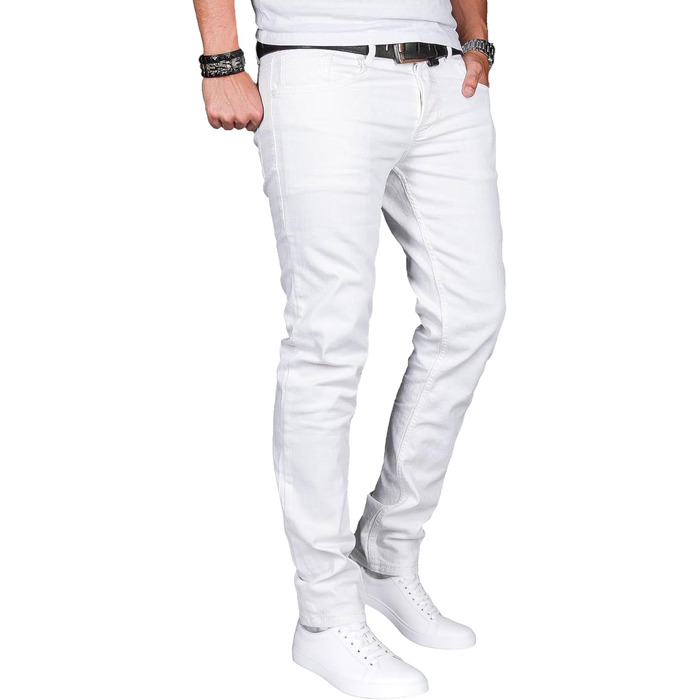 Чоловічі джинси Slim Fit ALESSANDRO SALVARINI з еластичним денімом, білі, розмір 36W / 34L