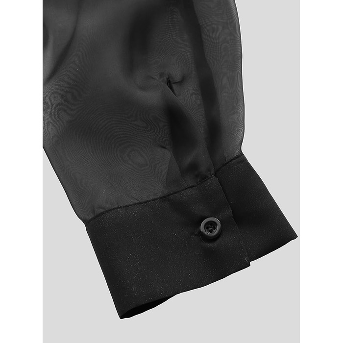 Чоловіча прозора сорочка Detten: мереживна футболка з довгим рукавом, чорна, універсальний розмір