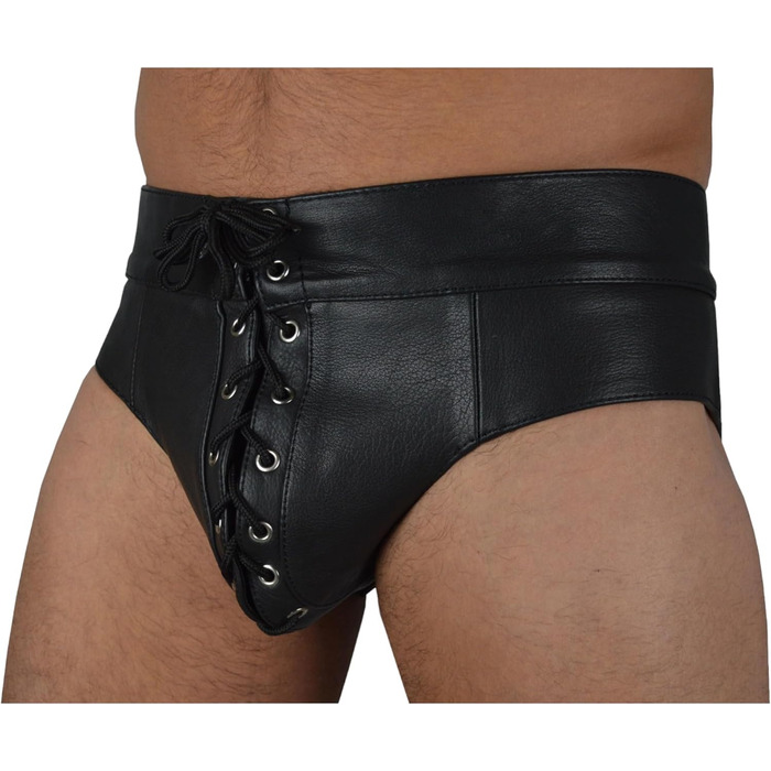 Чоловіча спідня білизна з шкіри Awansstar AW-510, чорна, танга/сліп, 32 розмір