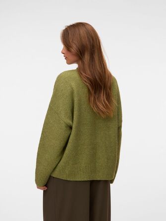Жіночий джемпер VERO Moda Vmboom з круглим вирізом, довгий рукав, колір Sphagnum, розмір S