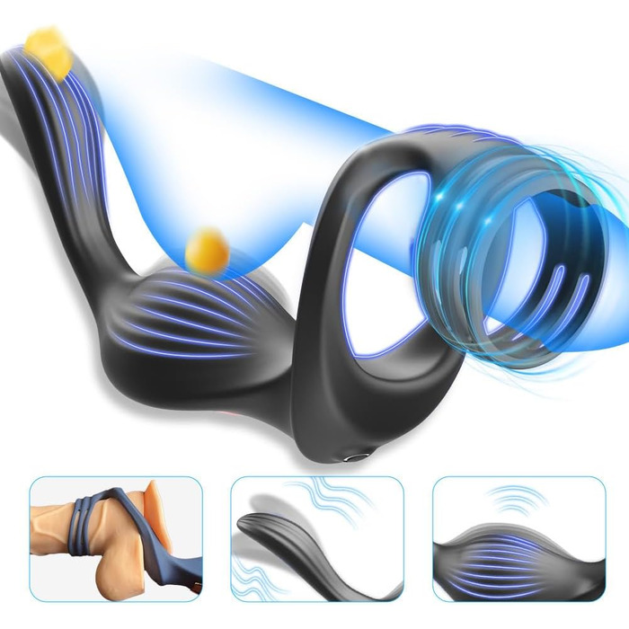 Масажер простати для чоловіків NAIXBTY з кільцем на пеніс та пультом керування, телескопічний вібратор, анальні вібратори, Butt Plug з 12 режимів вібрації та режимом штовхання. Іграшки для дорослих для чоловіків