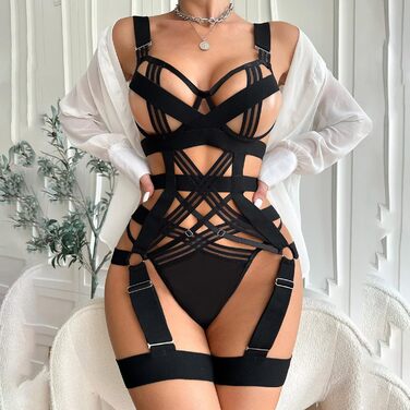 Сексуальна білизна WILLBEST для жінок: комплект бюстгальтера та трусиків, 4XL, чорний