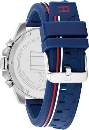 Чоловічий аналоговий багатофункціональний кварцовий годинник Tommy Hilfiger з силіконовим ремінцем, водонепроникність 5ATM, синій