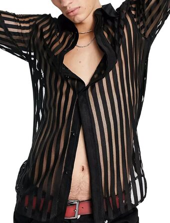 Чоловіча майка-топ з прозорою сіткою, чорна смуга, XXL