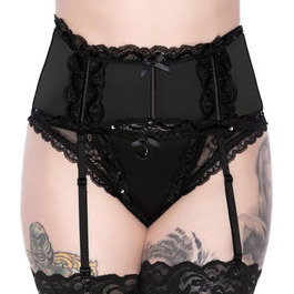 Killstar Пояс-стрінг для панчіх 'She's Poison' чорний