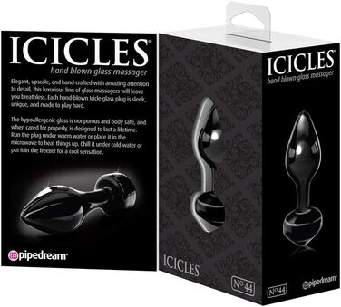 Масажер скляний ручної витримки PIPEDREAM Icicles No 29, блакитний (чорний), 1 шт.