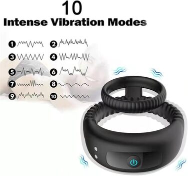 Вібратор кільце для пеніса з 10 режимами вібрації, стимулятор клітора, вологостійкий, для чоловіків та пар. Іграшка для дорослих
