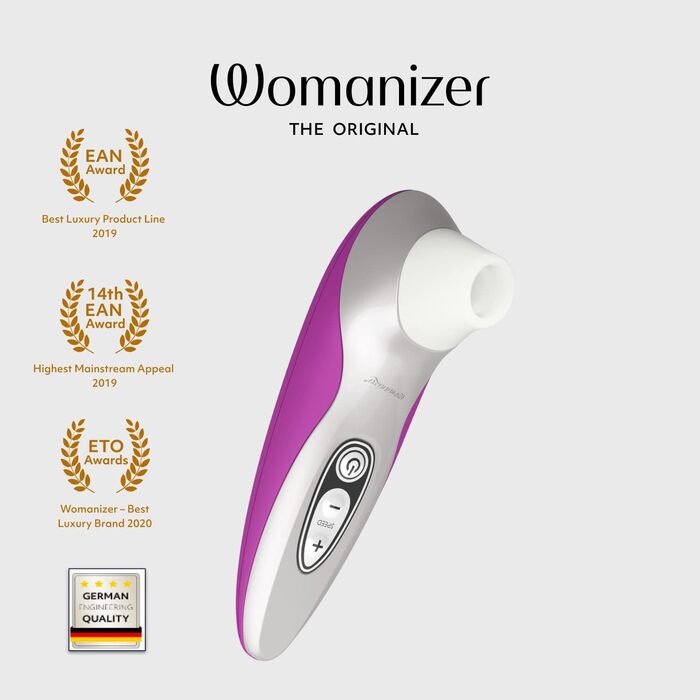 Womanizer Pro 40 - вібратор для клітора: 6 рівнів інтенсивності, тихий, водонепроникний, magenta/срібло