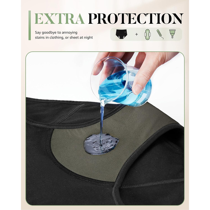 Труси для критичних днів TANSTC з сильною поглинанням, бавовна, для жінок та дівчат, висока талія, 3 шт. (Темно-синій + Чорний + Бордовий, XL)