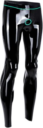 Чоловічі лосини з латексу, тонкі гумові лосини з кільцями, розмір M, чорний колір