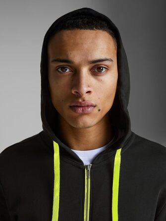 Чоловіча толстовка-худі на блискавці Jack & Jones Jjeholmen Noos, чорна (Reg Fit, XXL)