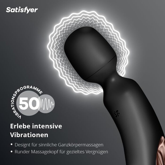Масажер Satisfyer Wand-erland | Вібратор для жінок | 50 режимів, водонепроникний, преміум-силікон, чорний