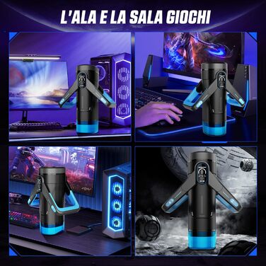 Інтимний масажер для чоловіків Eanatoys з 9 вібраціями, телескопічною функцією та LCD-дисплеєм (синій)