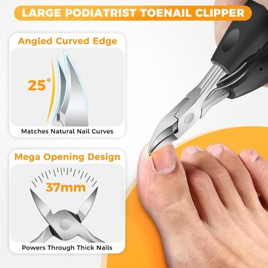 Професійний набір кусачок для нігтів на ногах 5-в-1 для літніх людей та людей з товстими нігтями, підіологічний інструмент з подовженою ручкою для врослих нігтів