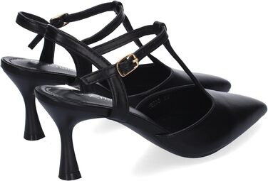 Жіночі елегантні туфлі-човники Stiletto на підборах з гострим носком та ремінцем, чорні (розмір 37 EU)