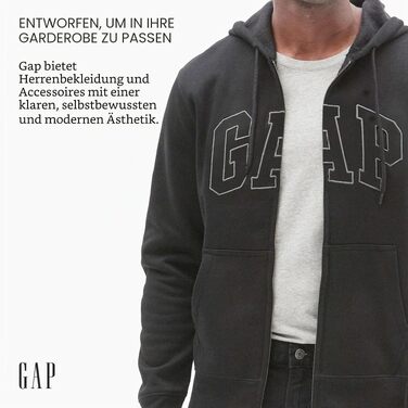 Чоловіча толстовка на блискавці Gap Heritage з логотипом, колір True Black, розмір L