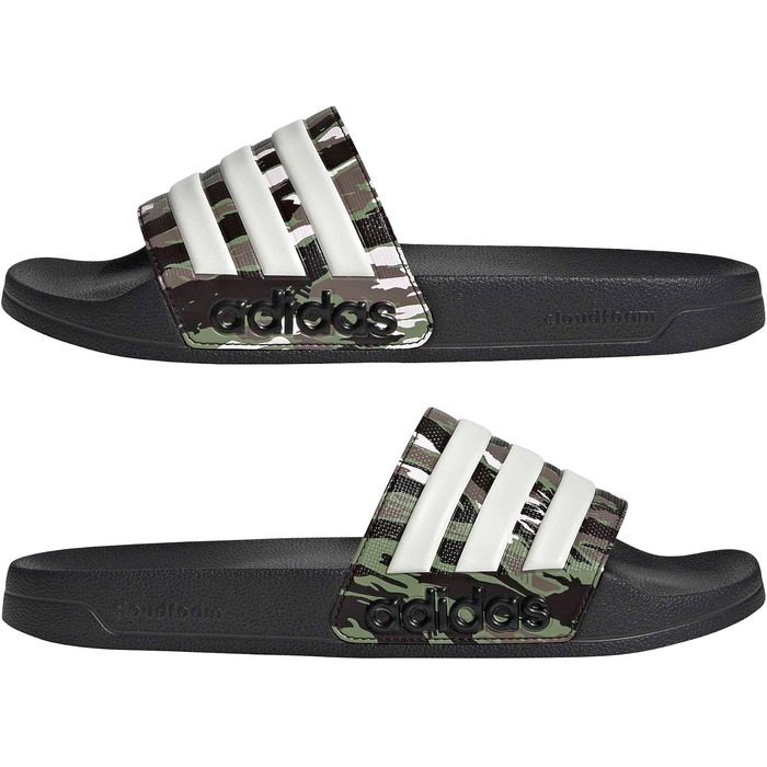 Чоловічі тапочки-шльопанці adidas Adilette Shower Velcro Core Black / Alumina Tent Green, розмір 38 EU