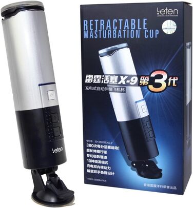 Leten X-9 Телескопічний мастурбатор, 700 г, Чорний - Срібний