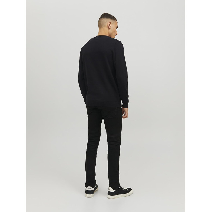 Чоловічий в'язаний однотонний светр JACK & JONES, чорний, розмір L