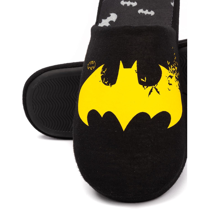 Чоловічі домашні капці DC Comics Batman Dark Knight з жовтим логотипом, чорні, розмір 45/46 EU