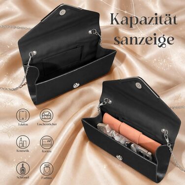 Жіночий вечірній клатч-сумка через плече для весілля та особливих подій, чорна (екошкіра PU)