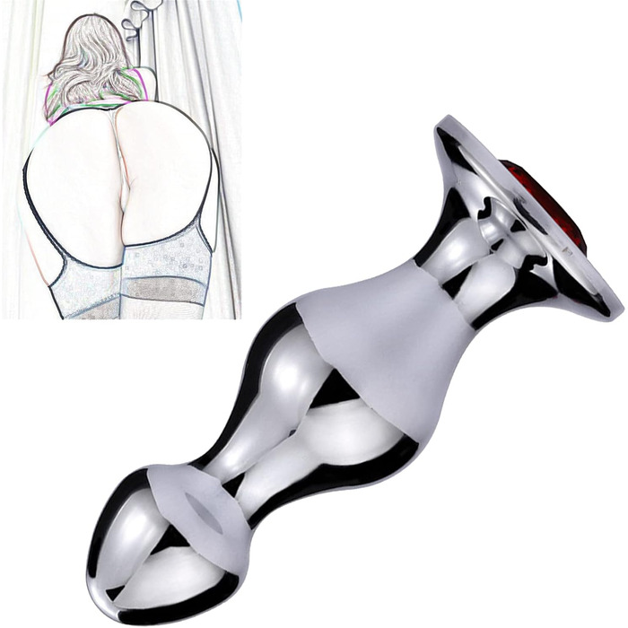 Анальний плаг з нержавіючої сталі з кристалом для стимуляції простати - для жінок, чоловіків, пар